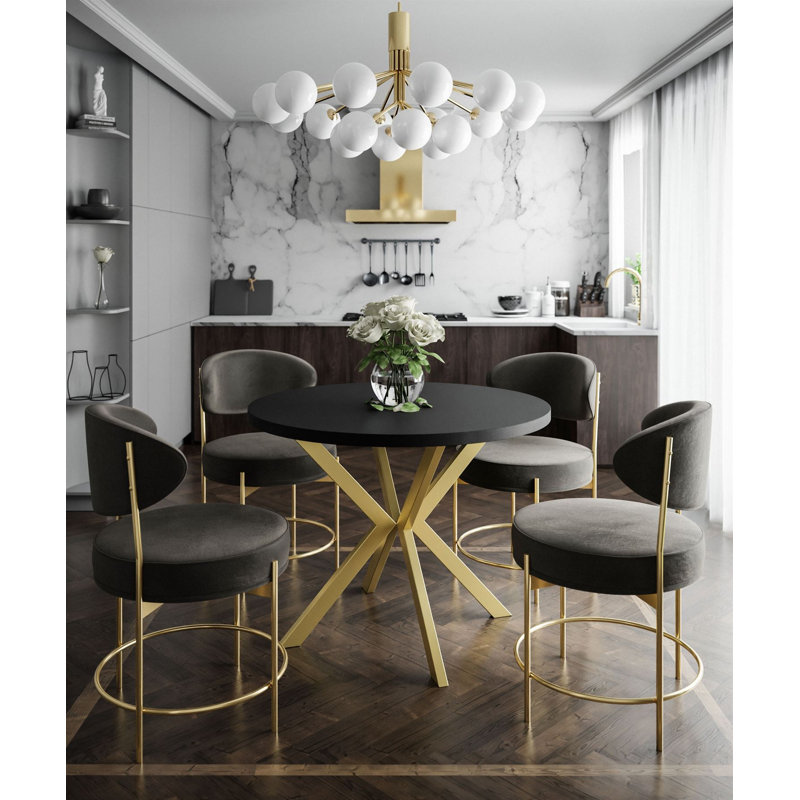 Alezia Round Dining Table, 76 H x 100 L x 176 W cm, Black
