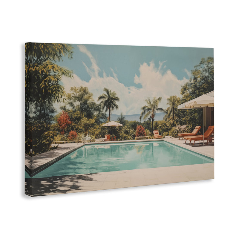  Art mural sur toile "Tropical Villa Pool" par Arlington Prints, H 16 po x l 24 po