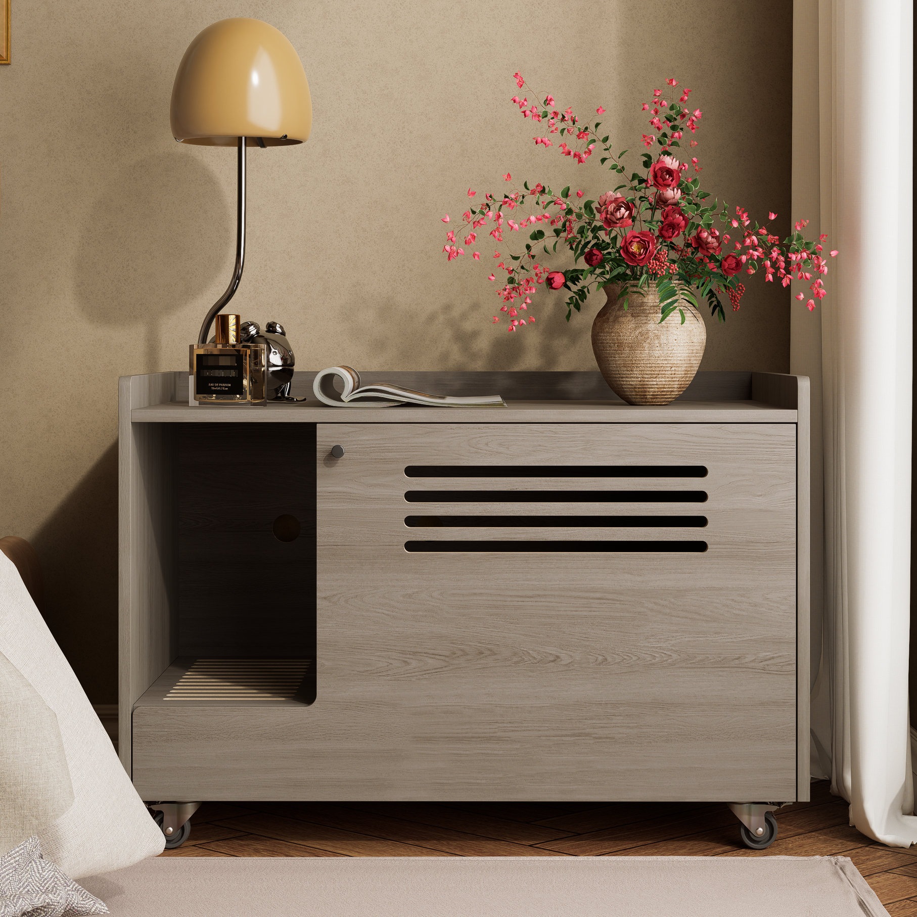 Silent Purr Odor Blocking Litter Box Reference: Hokku Designs Modern Gray Cat Litter Box Furniture Functioning As
