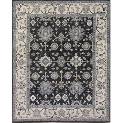 One-of-a-Kind 7'10" x 9'10" Rectangle Wool Area Rug in Beige and Black