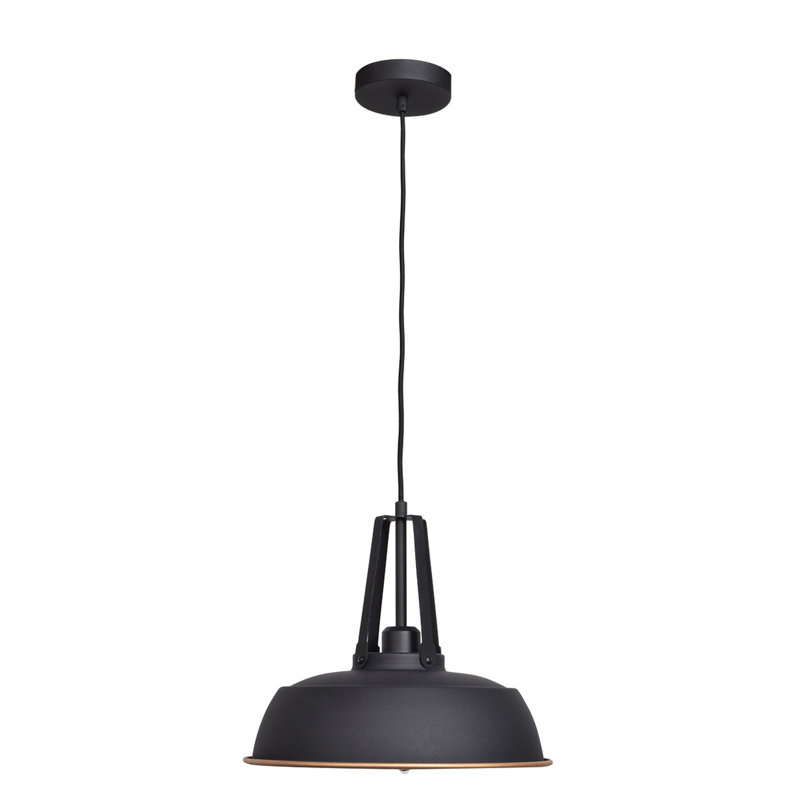 Utopia 1 - Light Single Pendant, Matte Black Outer/Matte Gold Inner