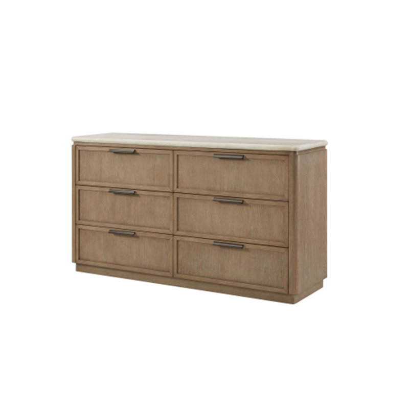 Commode en placage de chêne avec finition caramel pour une décoration de chambre sophistiquée