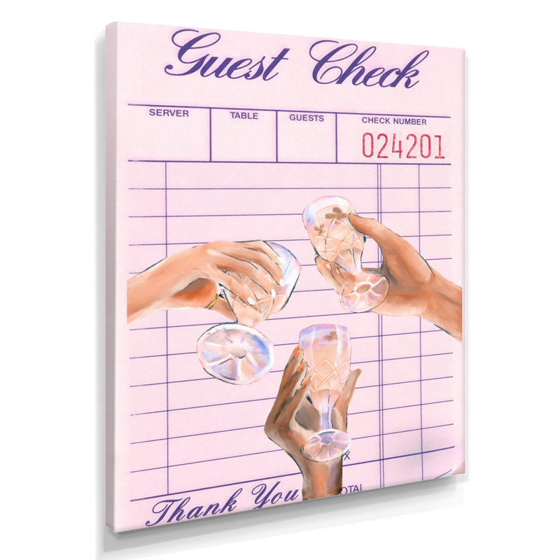 Champagne Happy Hour Cheers Check - salon d'art mural champagne, Toile tendue, H 40 po x l 30 po x P 1,5 po