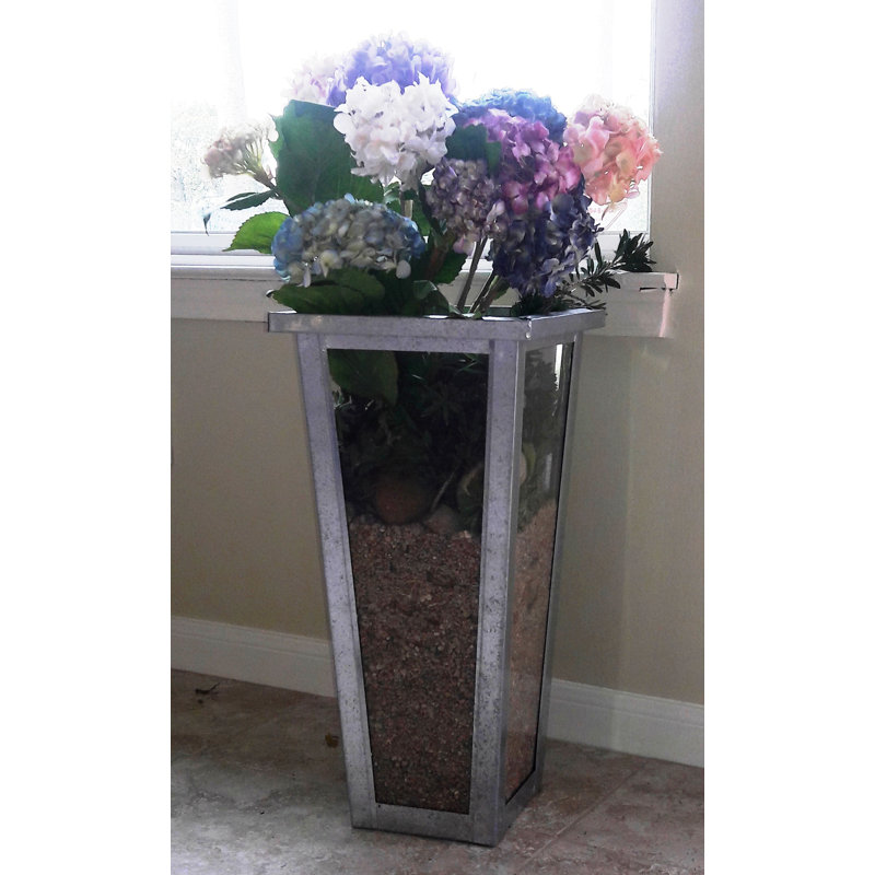 Vase de plancher en verre Nesbit, H 27 po x l 12 po x P 12 po, Galvanisé