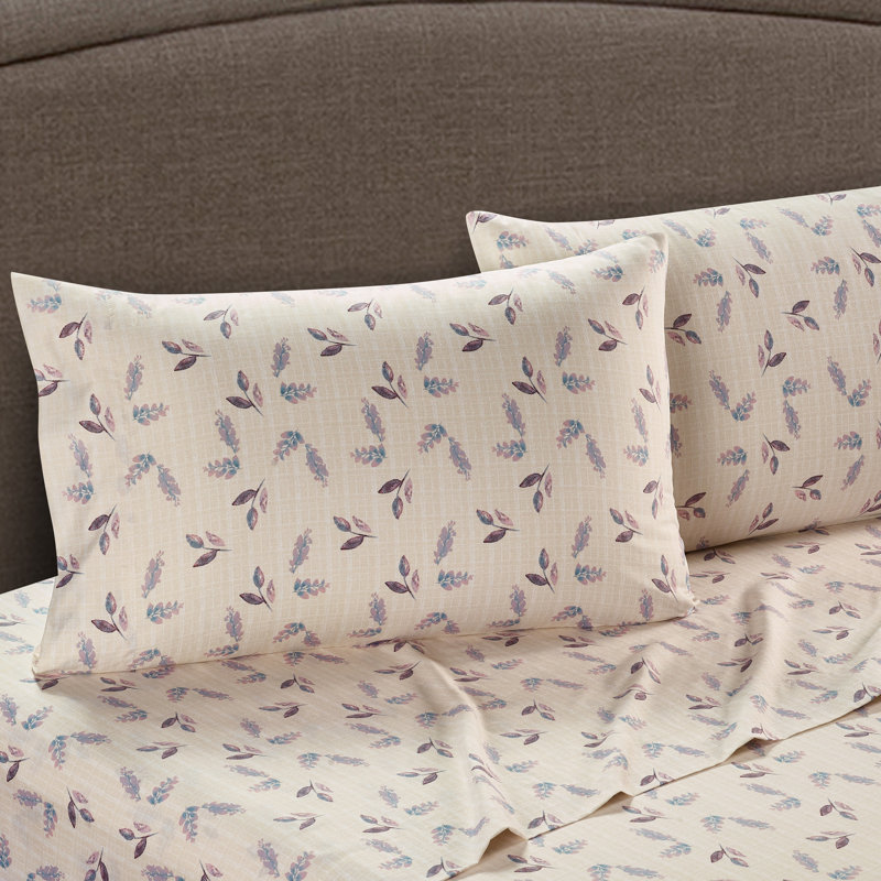 Anniston Microfiber Floral Sheet Set, King Sheet Set + Fitted Sheet + 2 Pillowcases