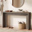 55,5 po de large console de style maison de campagne étroite en bois avec tablette de rangement inférieure, table d'appoint avec vestibule à l'arrière pour le couloir et le salon