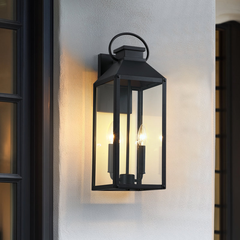 20,5 po Lanterne murale d'extérieur 2 lumières, Noir