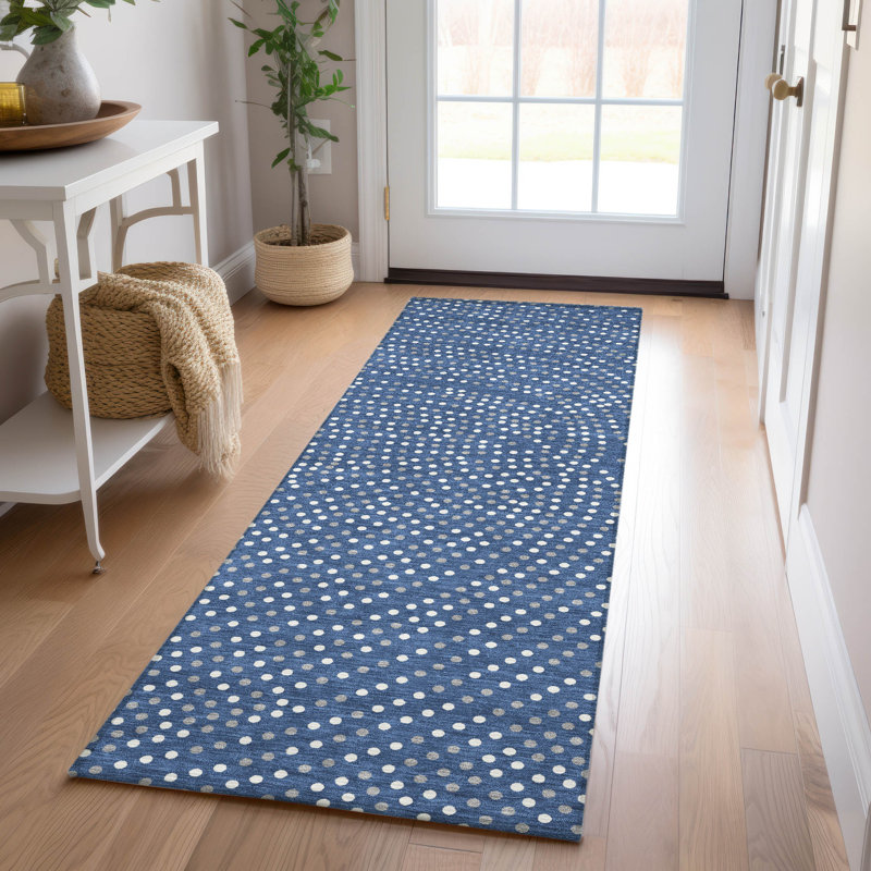 Tapis bleu lavable intérieur / extérieur Mirelia , 2'3" x 7'6"