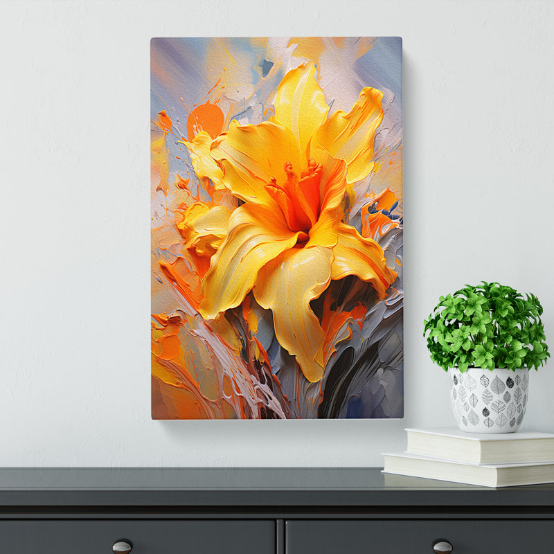 Daffodil Flower Action Painting No.2 - Print, 60cm H x 40cm W x 3cm D