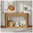 TREXM Oval Fluted Console Table with 2 Drawers and Bottom Shelf, Natural Solid Wood Veneer Entryway Table-1111694327-1111694320-1111694321-1111694322