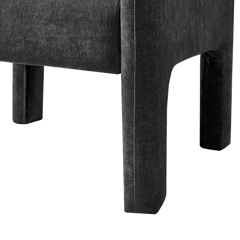Natalie 26"W Modern Upholstered Fully Assemble Dining Chair with Solid Wood Legs, Black