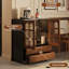 Nut-brown+Black Manufactured Wood+Glass Sideboard-993633052
