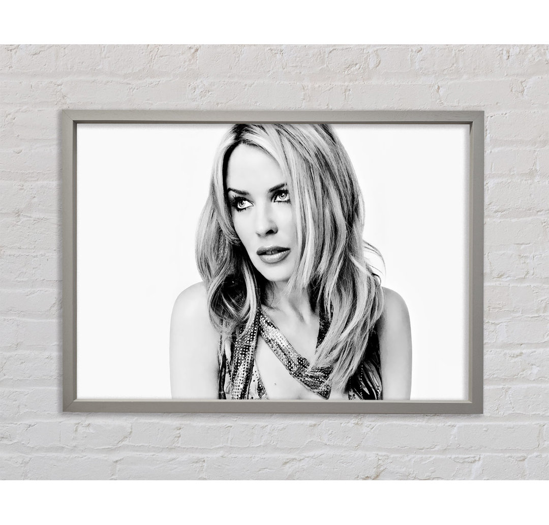 Kylie Minogue Look B N W - Einzelner Bilderrahmen Kunstdrucke auf Leinwand