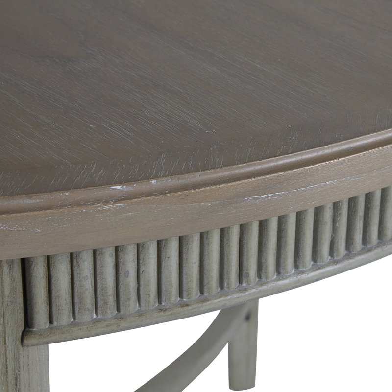 Whitlock Transitional Extendable Oval Dining Table in Beige/Gray