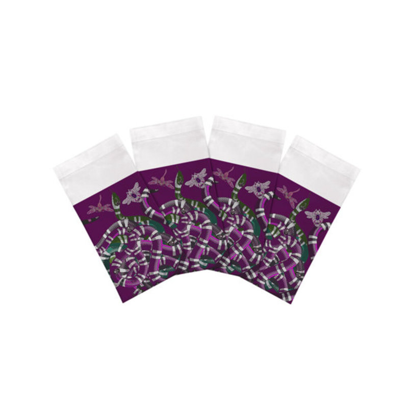 Ouroboros Cotton Blend Square Napkins, Purple