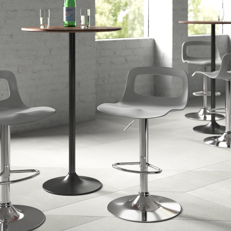 Tabouret de bar rotatif à hauteur ajustable avec dossier bas Dressler, ensemble de 2, Gris