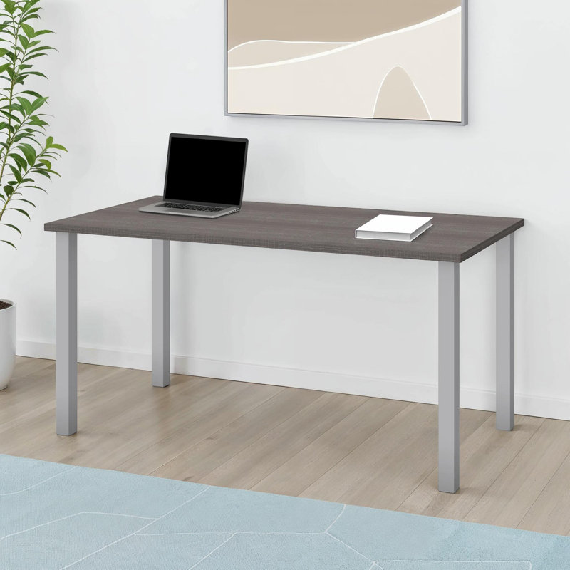 Manufactured Wood and Metal Writing Desk, Dark Gray, 29" H x 59.3" W x 29.5" D