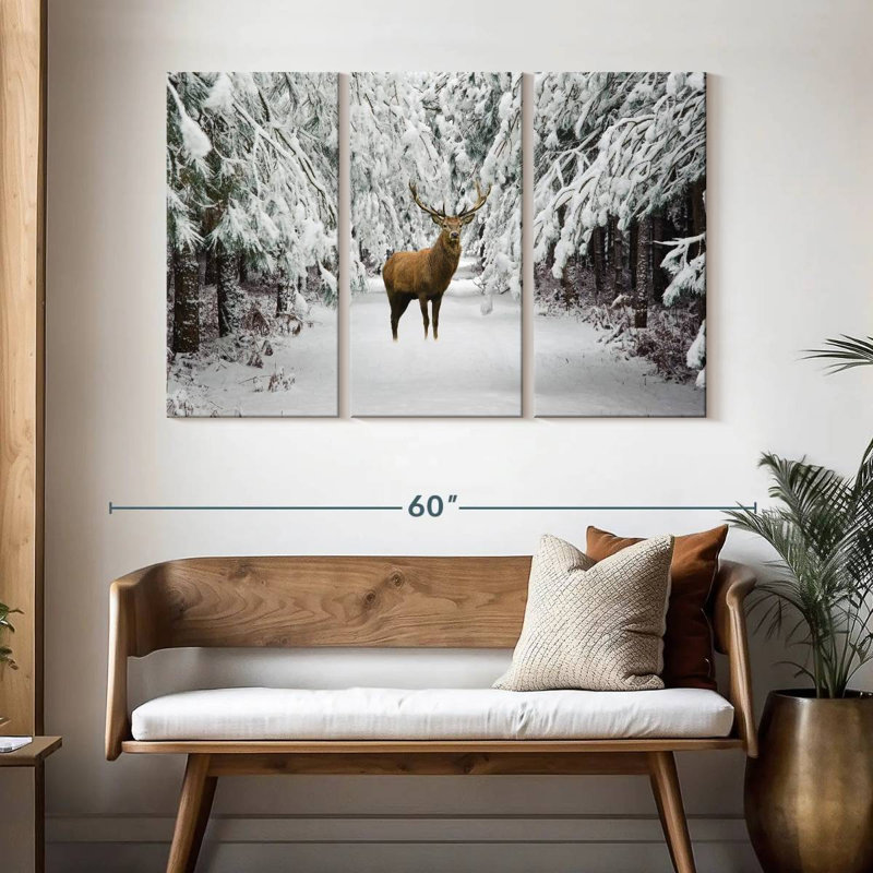 Winter Red Stag, 32" H x 50" W