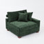 Fauteuil rembourré en chenille vert avec dossier rembourré, module de fauteuil simple avec accoudoirs pour canapé modulaire-250969580-253430667
