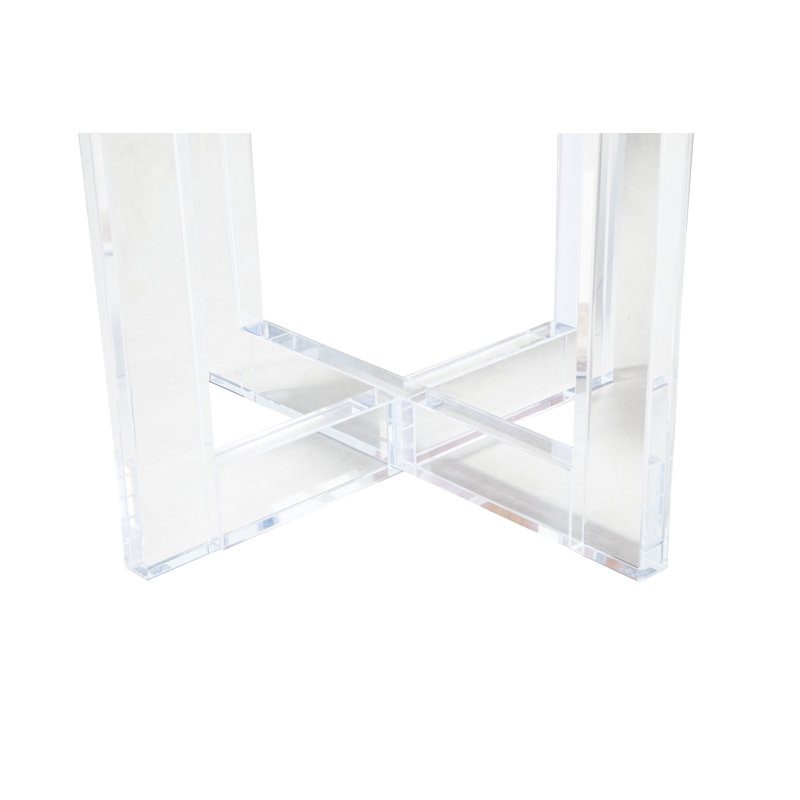 Gold and Clear Acrylic Square Side Table with Glass Top