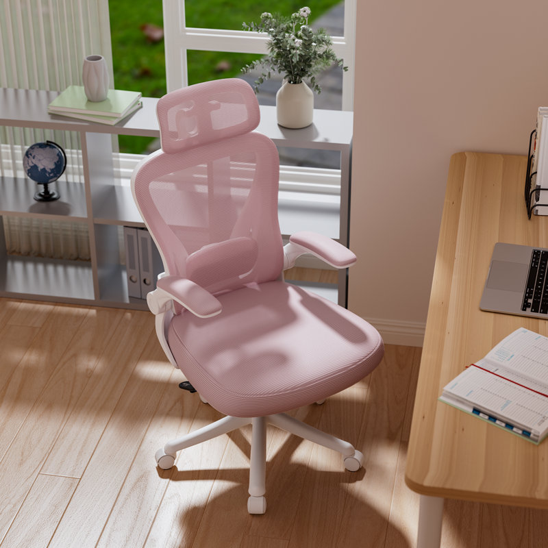 Gelbert Ergonomic Mesh Office Chair Task Chair with Headrest, Home Office Desk Chair, Pink