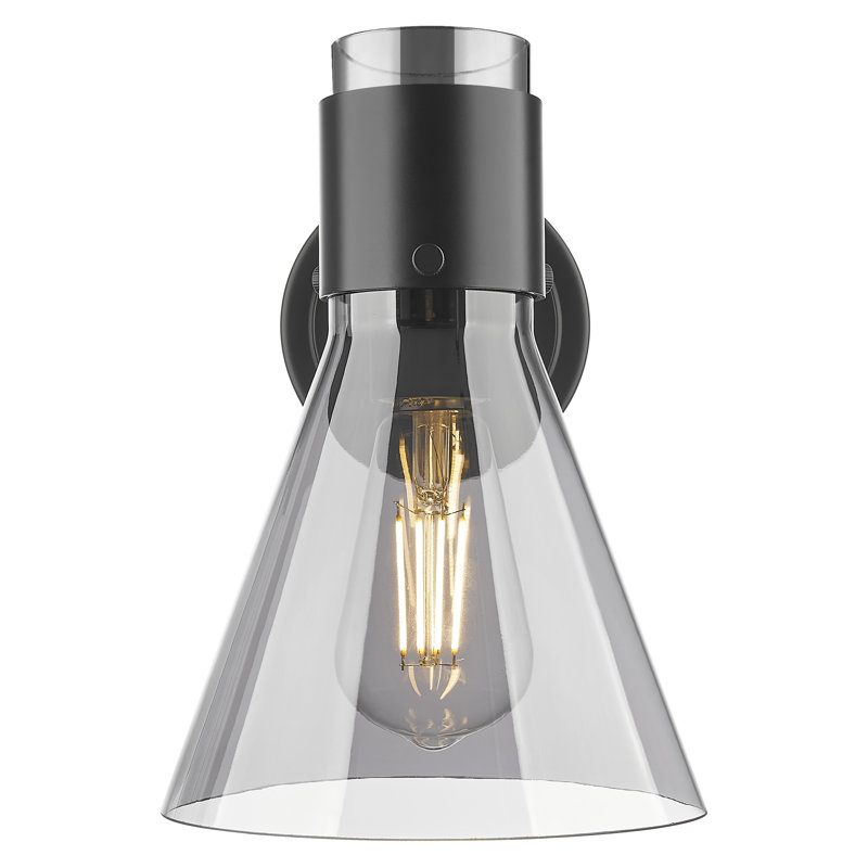 Downtown Urban - Woodham - 1 Light 8" Wall-mounted Sconce -Light Smoke Shade, Light Smoke, Matte Black