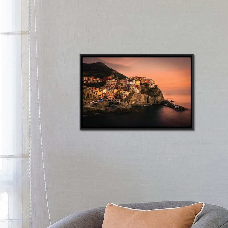 " Manarola " by Enzo Romano, 8" H x 12" W x 0.75" D, Wrapped Canvas, No Mat