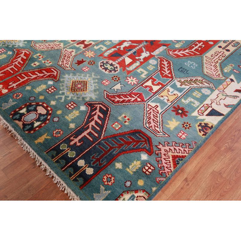 All-Over Geometric Kazak Oriental Area Rug