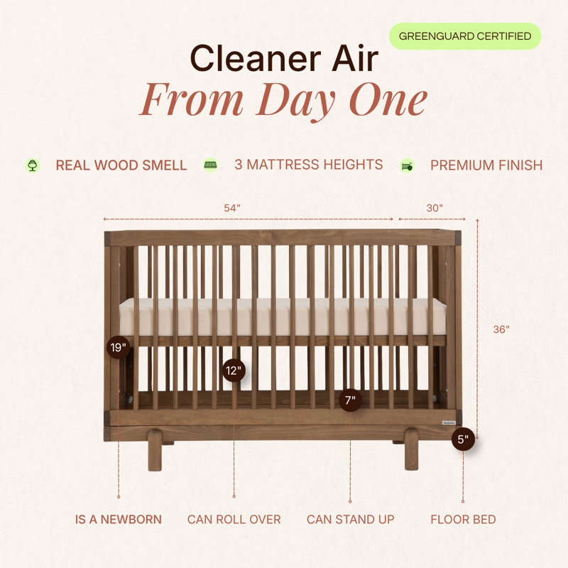dadada Baby Bliss 4-in-1 Convertible Crib - Walnut, Walnut