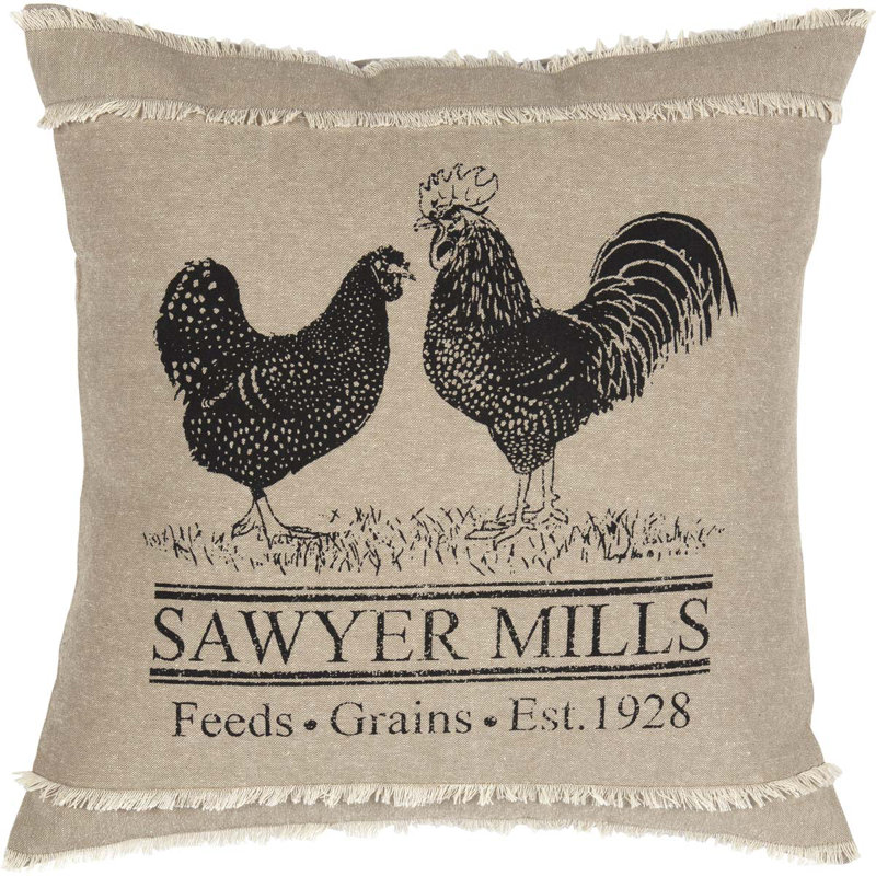 Sawyer Mill Charcoal Poultry 18" Square Cotton Pillow