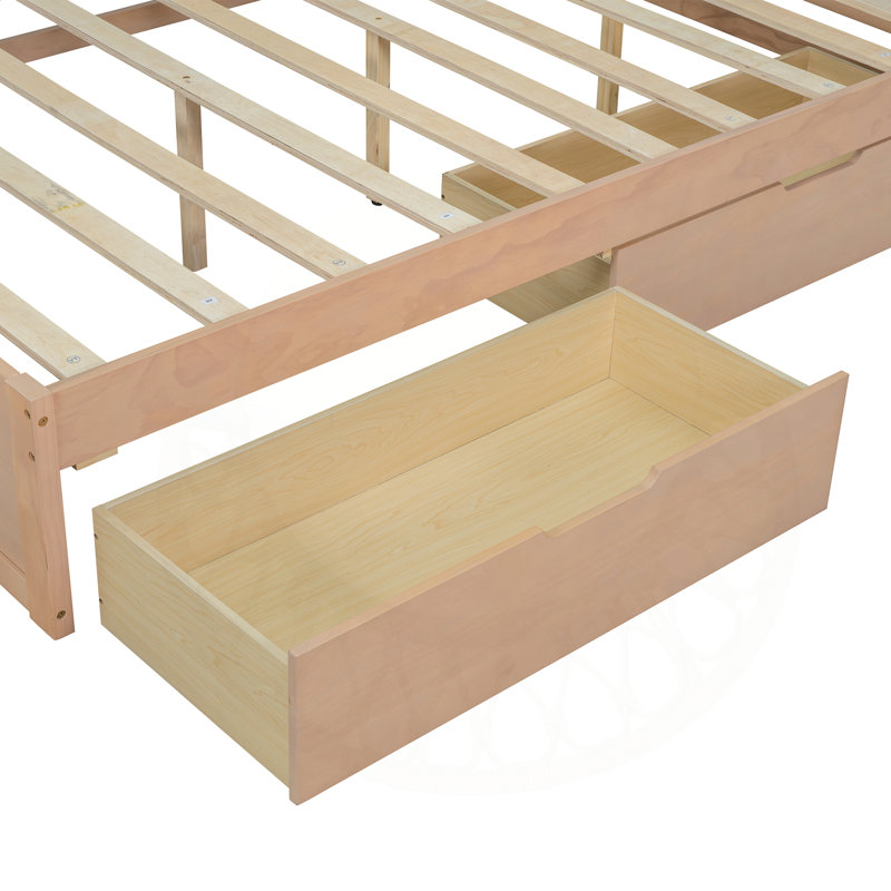 Versatile Wooden Twin Hartline with Multiple Storage Options and Advanced Features, Full / Double, Natural