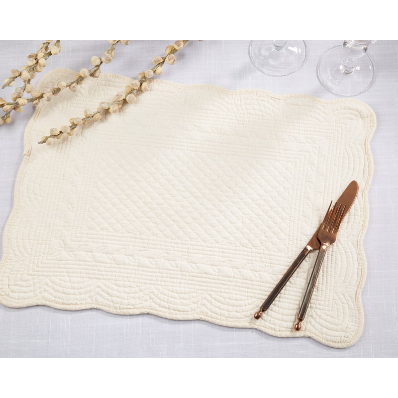 Ivory Quilted Cotton Rectangle Placemats Set of 4