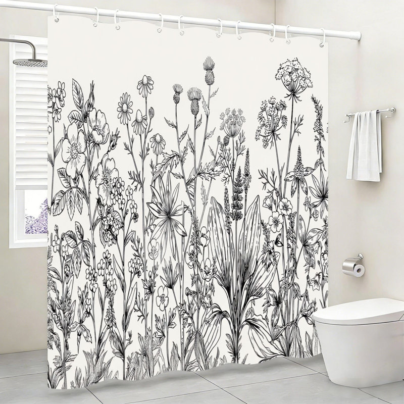 Rideau de douche à motif encre noire 72 po x 72 po