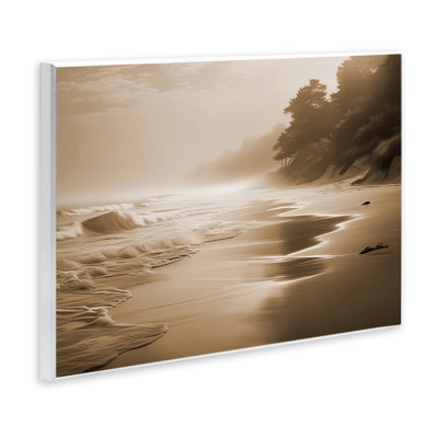  Sepia Smooth Beach Landscape Wall Plaque Art by Noah Bay