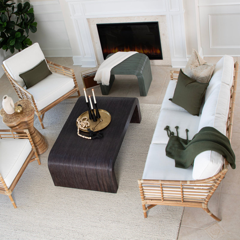 Bahia Wicker and Rattan Bench, 19" H x 28" W x 18" D, Fern