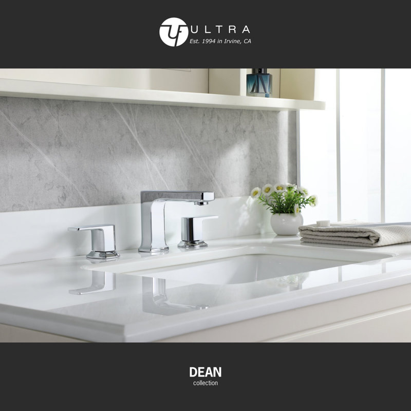 Dean Collection Two-Handle Widespread Short-Veseel Lavatory Bathroom Faucet with Drain Assembly - Chrome Polished