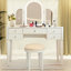 Table de coiffeuse en miroir avec tiroirs à DEL et profonds pour rehausser l'éclairage réglable de la commode Beauty Station