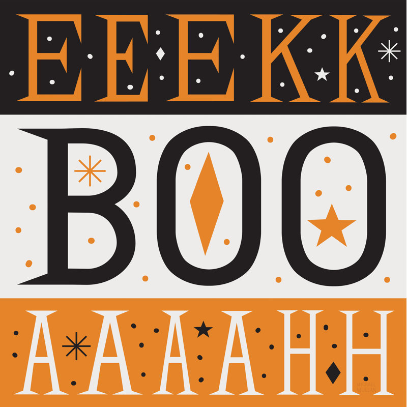 Fête festive Eek Boo Ahh, H 12 po x l 12 po, Toile tendue, Non