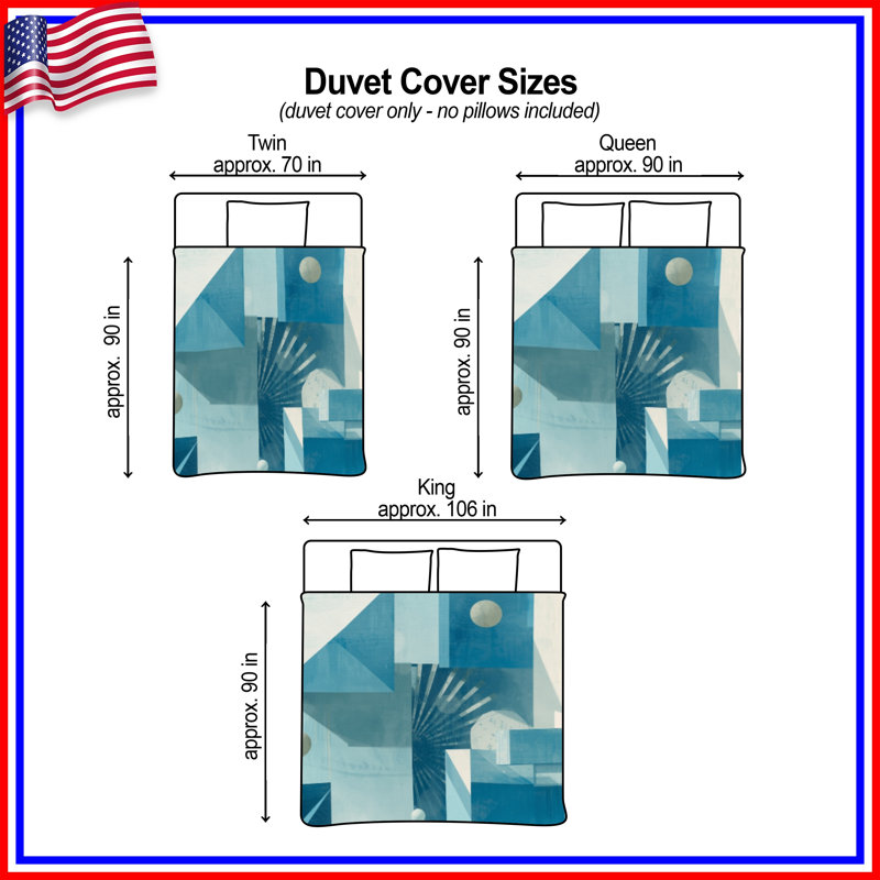 Blue Geometric Composition Duvet Covers, King