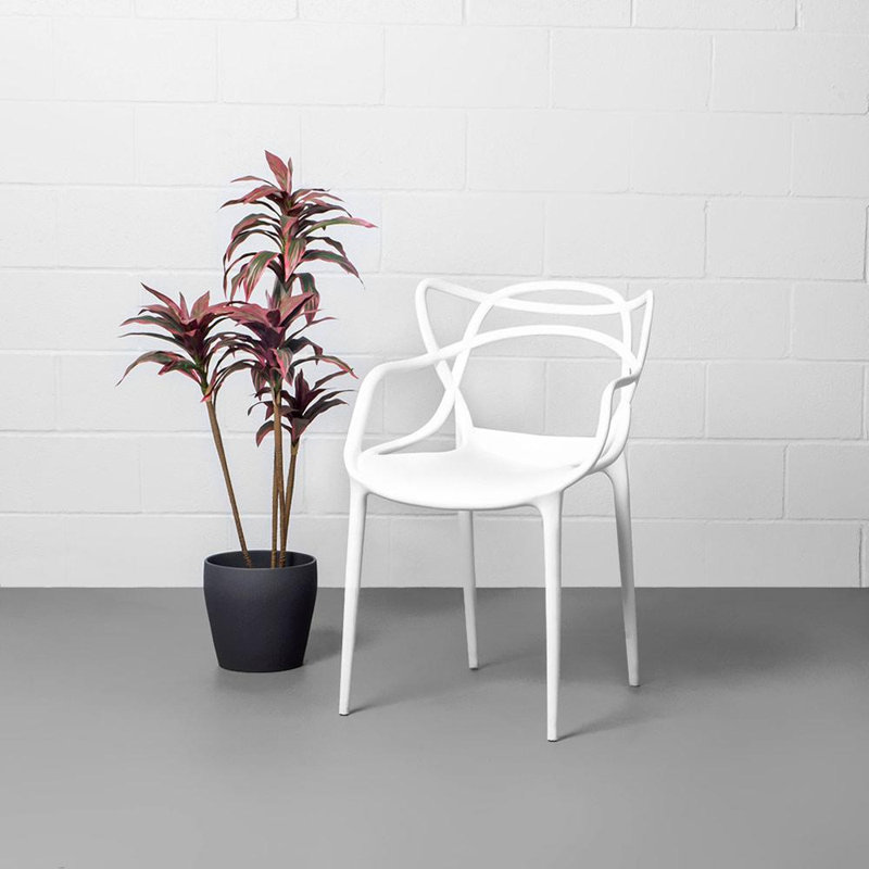 Chaise avec accoudoirs empilable Aswar, Blanc
