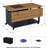44" Rectangular Propane Fire Pit Table, 50,000 BTU Outdoor Firepit with Cover and Wind Guard-117531532