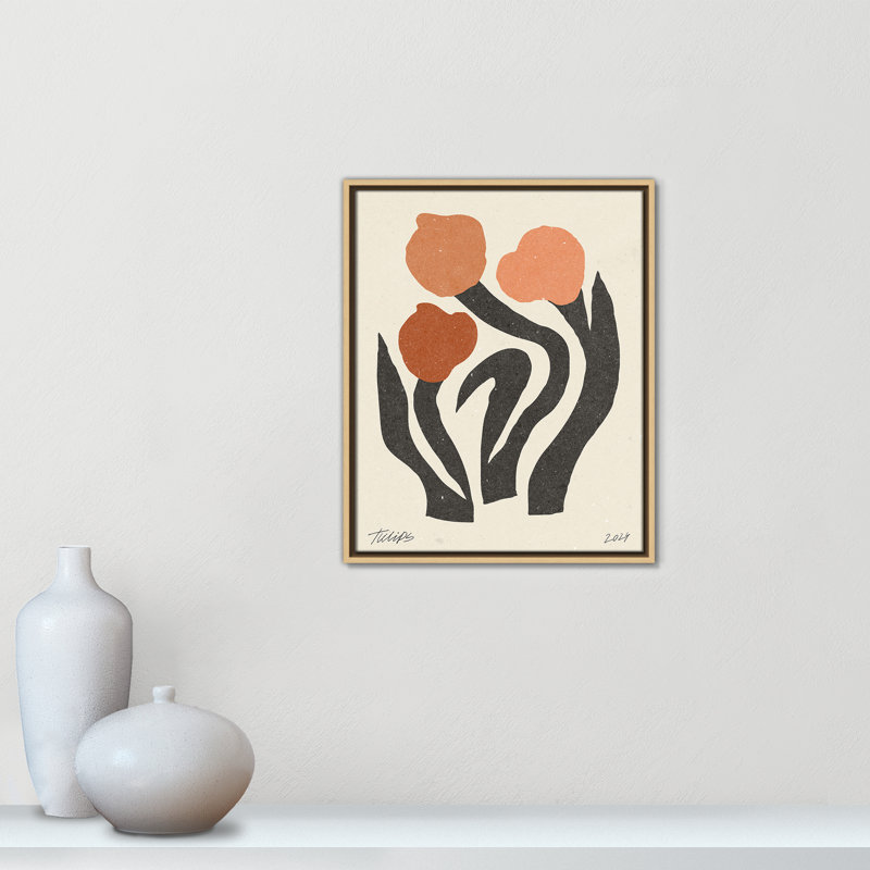 Imprimé de fleurs modernes par NKTN, L 17,5 po x H 21,5 po, Toile avec cadre, Natural Floater