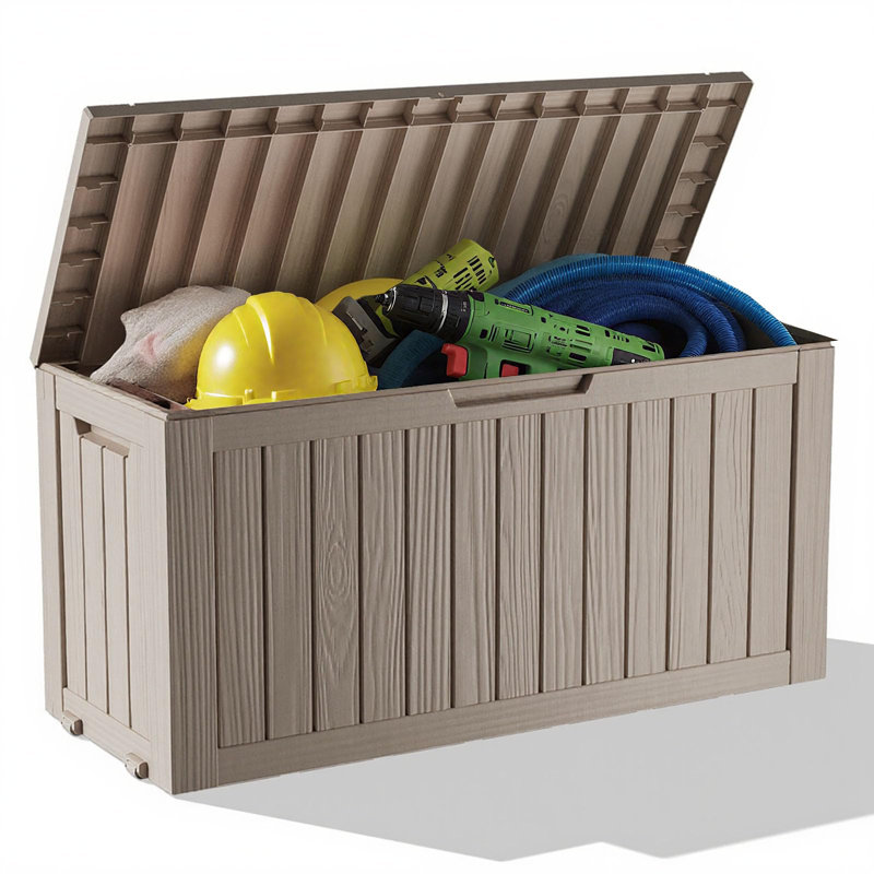 360L Lockable Waterproof Resin Outdoor Storage Box, Grey