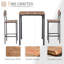 Ensemble de table de bar industriel 3 pièces avec pieds en acier, idéal pour les espaces compacts et les solutions de salle à manger élégantes