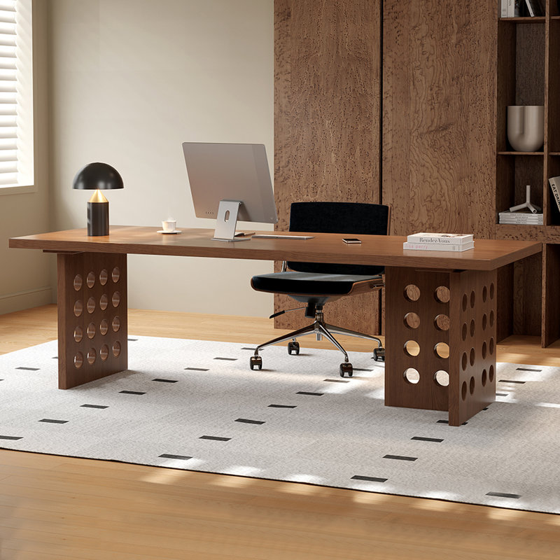 Bureau rectangulaire en bois massif brun noisette, H 29,53 po x l 70,87 po x P 31,5 po