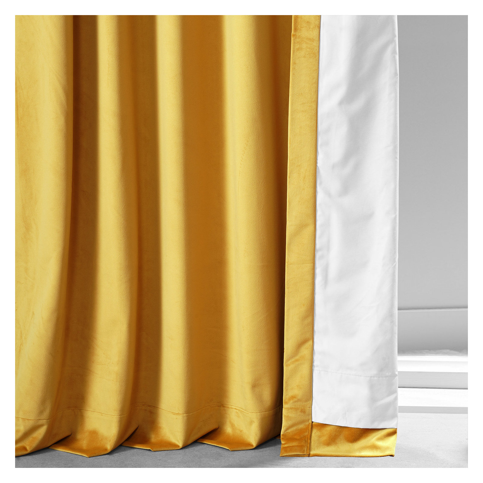 Loria Plush Velvet 100% Blackout Curtains For Bedroom, Living Room - Single Panel, 50" W x 96" L, Sophomore Gold