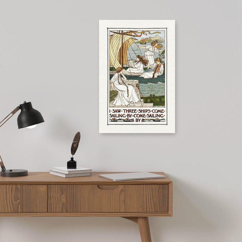 Three Ships Sailing Carol Classic Dreamy Peaceful Wall Art Print 1 Piece Wrapped Canvas Wall Art, 45.72cm H x 30.48cm W