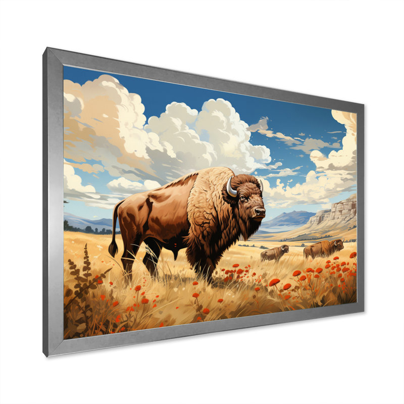 «Prairies Buffalo National Park I», reproduction sur toile, Cadre photo argenté, H 16 po x l 32 po x P 1 po
