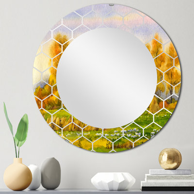 Haystacks On Orange Fields II - Miroir mural Lake House