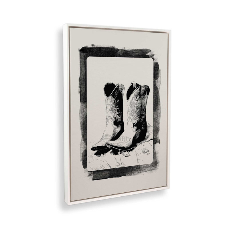 Mono Western Card III, reproduction sur toile dans un cadre, H 18,75 po x l 12,75 po, Blanc opaque